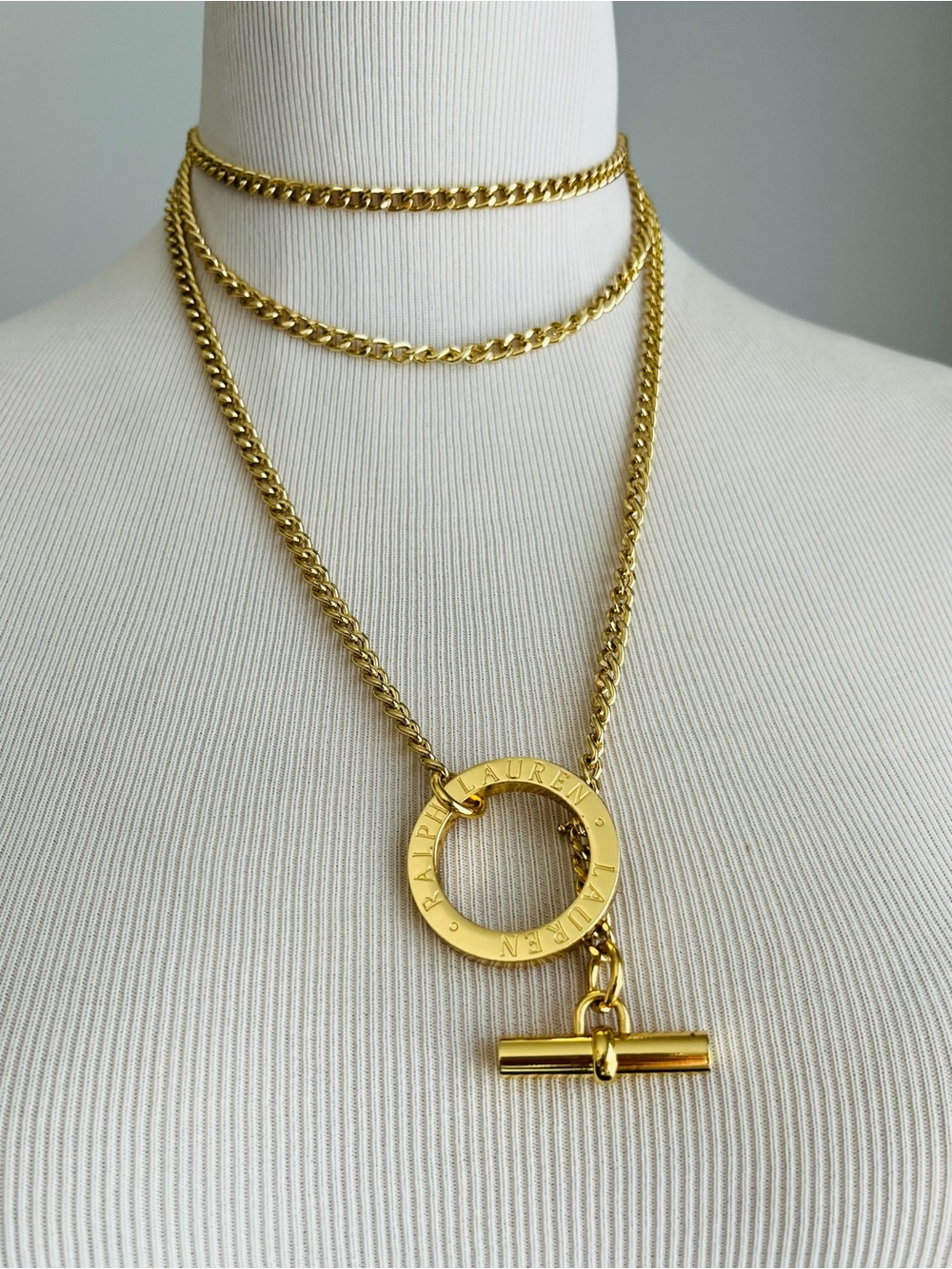 Ralph Lauren Polo Gold Chain Toggle Belt/ Necklace.